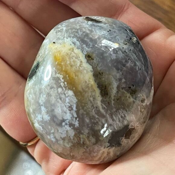 Ocean Jasper palm stone crystal natural druzy clouds agate agatized yellow red j - Picture 2 of 10